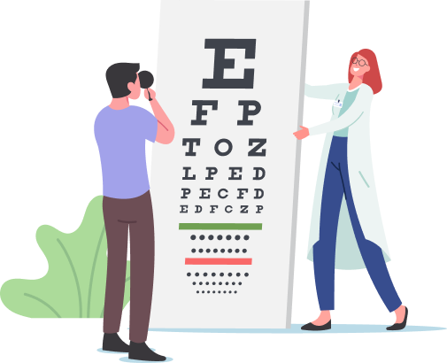 Patient performing an eye test